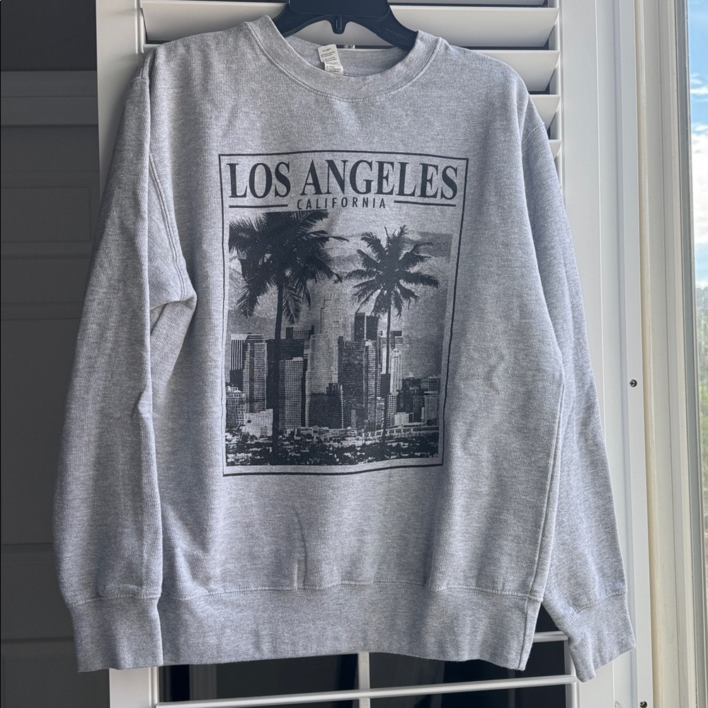 Gray Los Angeles Graphic Unisex Crewneck Sweater
